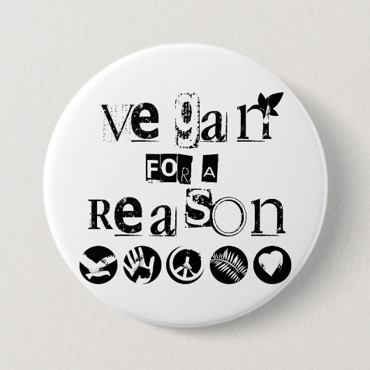 Vegan voor Reason Badge Ronde Button 7,6 Cm (Voorkant)
