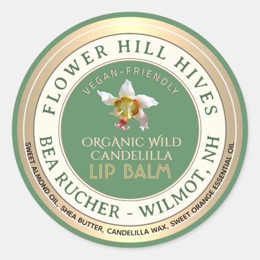 VEGAN VRIENDELIJK Candelilla wax Lip Balm Label (Voorkant)