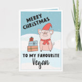 Vegan vrolijk kerstfeest met schattige biggen en c kaart (Voorkant)