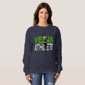vegan vrouw athlete , vegan runner sweatshirt (Voorkant volledig)