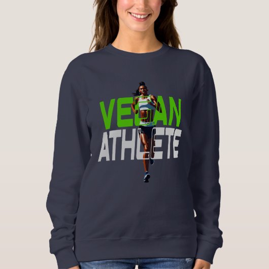vegan vrouw athlete , vegan runner sweatshirt (Voorkant)