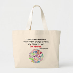 "Vegan" Word-Cloud Mosaic en Quote Grote Tote Bag
