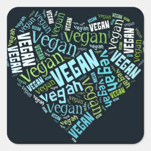 "Vegan" Word-Cloud Mosaic Vierkante Sticker