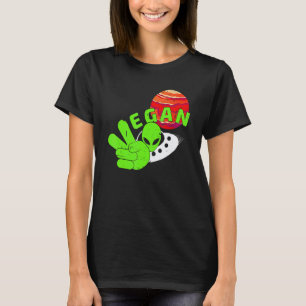 Vegane Alien Vredesteken Retro Plant Gebaseerde T- T-shirt