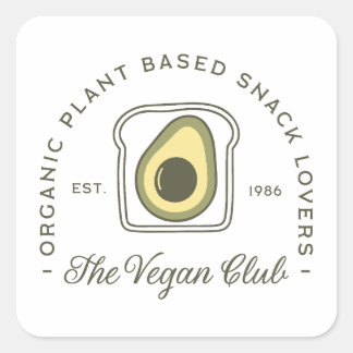 Vegane club plantaardige avocado liefhebber vierkante sticker