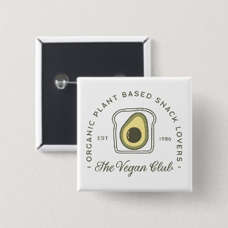 Vegane club plantaardige gemeenschap vierkante button 5,1 cm