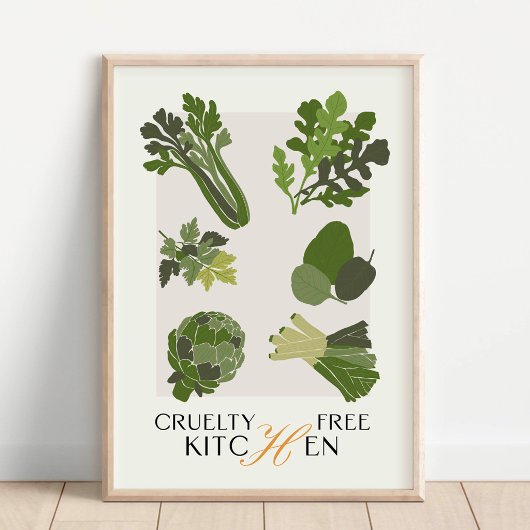 Vegane Keuken Muurkunst Vrij van Dierproeven Minim Poster