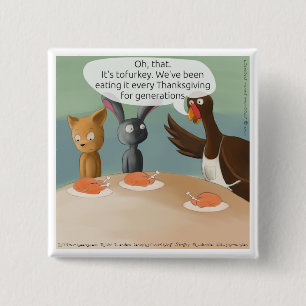 Vegane Thanksgiving Grappig Vierkante Button 5,1 Cm