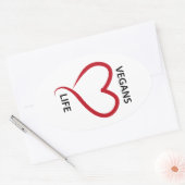 Veganisten houden van het leven ovale sticker (Envelop)