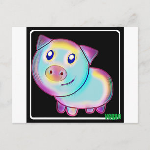 Veganistisch gekleurd varken briefkaart