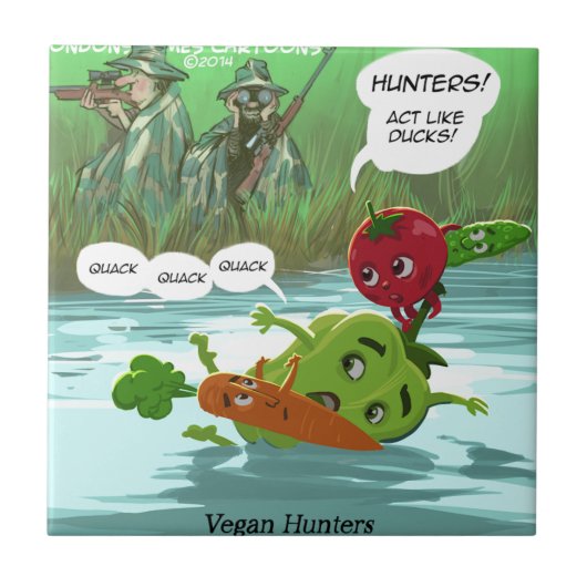 Veganjagers Grappig Tegeltje (Voorkant)