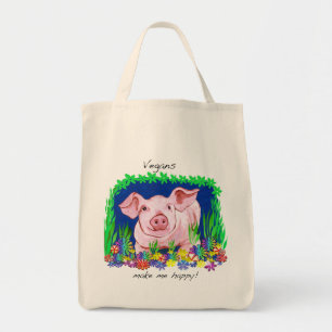 Vegans maken me blij met Grocery Canvas tas
