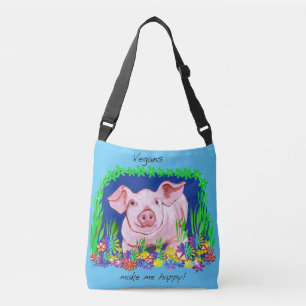 Vegans maken me gelukkig! Stomme varkenszak Crossbody Tas