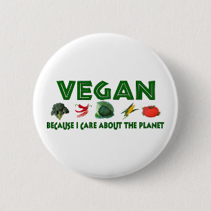 Vegans voor de planeet ronde button 5,7 cm
