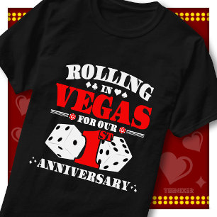 Vegas 1e Verjaardag Koppel Casino Rollende Dobbels T-shirt