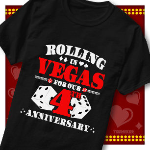 Vegas 4e Verjaardag Koppel Casino Rollende Dobbels T-shirt