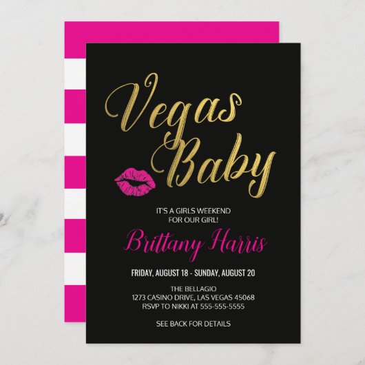Vegas Baby Itinerary Invitation Kaart (Voorkant / Achterkant)