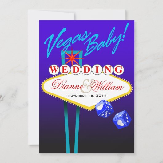 Vegas Baby. Weddenschap Opslaan Datum blauw Save The Date (Voorkant)