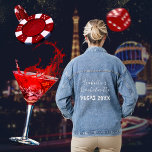 Vegas Bachelorette Mariée Pour Être Élégant Script<br><div class="desc">Une jolie veste en denim avec le nom de la mariée dans un élégant script blanc. Idéal pour vos filles sortir à Vegas. Commençons cette fête de bachelorette ! Pour modifier le texte,  cliquez sur le bouton Personnaliser.</div>