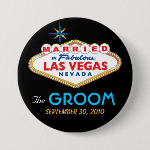 Vegas Bestemming Trouw DE BRUIDEGOM knoop Ronde Button 7,6 Cm
