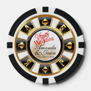 Vegas Bruiloft Casino wit zwart goud Poker Chips