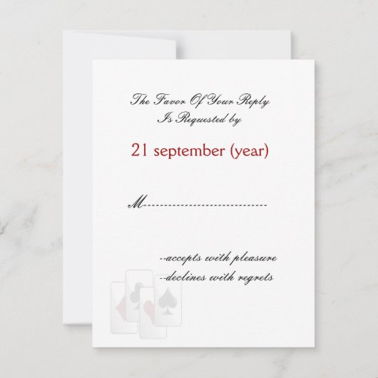 Vegas bruiloft-kaarten RSVP kaartje (Achterkant)