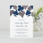 Vegas Bruiloft Marine Blauw Zilveren Faux Glitter Kaart (Staand voorkant)