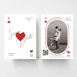 Vegas Casino Carte de jeu Photo QR Code Mariage<br><div class="desc">Surprenez vos proches avec cette invitation à la date ultra-élégante,  avec un script élégant,  des coeurs et des détails modifiables. Customisez-le facilement en utilisant les options "personnaliser" et "utiliser l'outil de conception".</div>