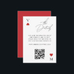 Vegas Casino Carte de jeu QR Code Détails du Maria<br><div class="desc">La Vegas Casino Playing Card QR Code Détails du Mariage Encape Card ajoute une touche amusante et interactive à votre suite mariage. Présentant un design de casino audacieux, cette carte comprend des détails essentiels pour vos invités comme le lieu, l'hébergement ou des instructions spéciales, avec un code QR scannable pour...</div>