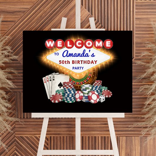 Vegas Casino Night Black Birthday Party Welcome Poster