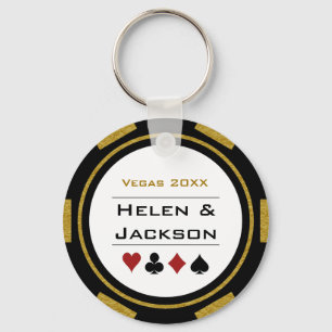 Vegas Casino Poker Chip Navy Blue Wedding Sleutelhanger