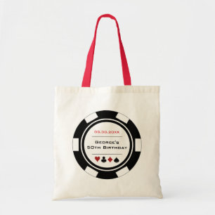 Vegas Casino Poker Chip White Birthday Tote Bag