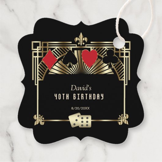 Vegas Casino Royale Great Gatsby 40ste verjaardag Bedankjes Labels (Achterkant)