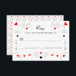 Vegas Cupid's Coeurs et Diamonds Mariage RSVP Car<br><div class="desc">Elégante carte rsvp cupide et poker inspirée avec flèches et diamants du coeur. Cette carte ne comprend pas la ligne de repas. (J'en ai un dans la collection qui le fait si nécessaire)</div>