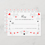 Vegas Cupid's Coeurs et Diamonds Mariage RSVP Car<br><div class="desc">Elégante carte rsvp cupide et poker inspirée avec flèches et diamants du coeur. Cette carte ne comprend pas la ligne de repas.  (J'en ai un dans la collection qui le fait si nécessaire)</div>