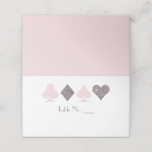 Vegas Faux Silver Glitter en Blush Place Card (Buitenkant ongevouwen)