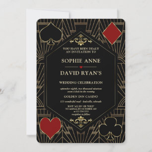Vegas Goud Art Deco Casino QR Code Poker Bruiloft Kaart