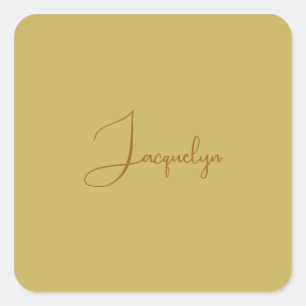 Vegas Goud Gouden Bruin Kleur Kalligrafie Naam Vierkante Sticker