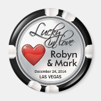 Vegas Lucky in Love Casino Chip wit rood