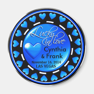 Vegas Lucky in Love Hearts Casino Chip blauw Magneet