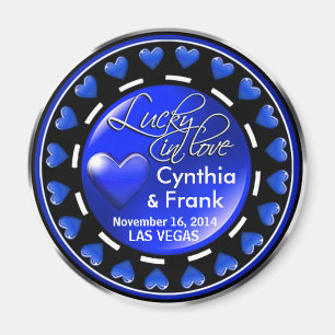 Vegas Lucky in Love Hearts Casino Chip cobalt Magneet
