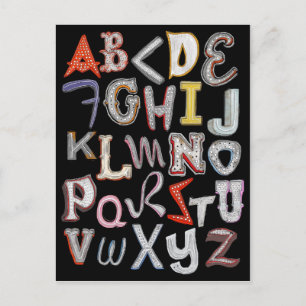 Vegas Neon A to Z Briefkaart - bij nacht