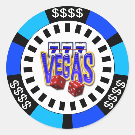 VEGAS POKER CHIP RONDE STICKER (Voorkant)