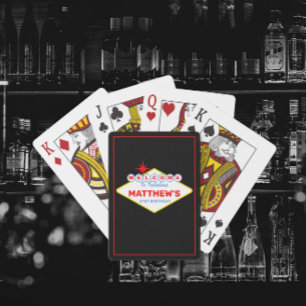 Vegas Sign Casino Nacht Persoonlijk  Pokerkaarten
