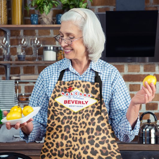 Vegas Sign Leopard Print gepersonaliseerd Schort