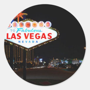 Vegas Sign Night Ronde Sticker