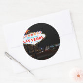 Vegas Sign Night Ronde Sticker (Envelop)