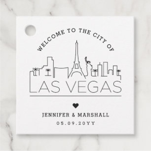 Vegas Skyline   Wedding Welcome Favoriet Bedankjes Labels