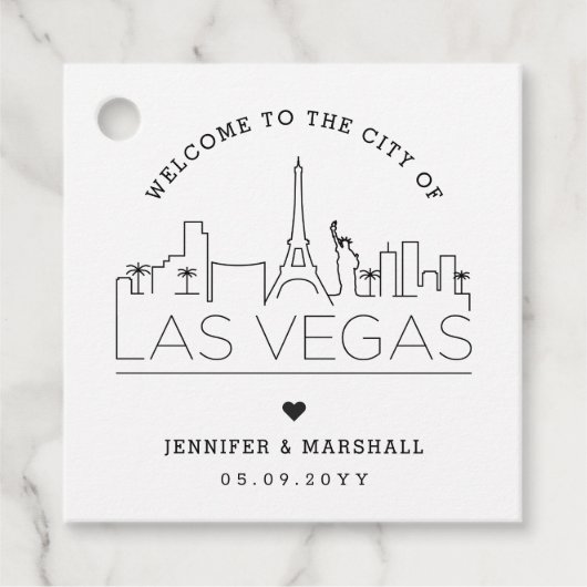 Vegas Skyline | Wedding Welcome Favoriet Bedankjes Labels (Voorkant)