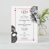 Vegas Speelkaarten Sugar Skull bruiloft uitnodigin Kaart (Staand voorkant)